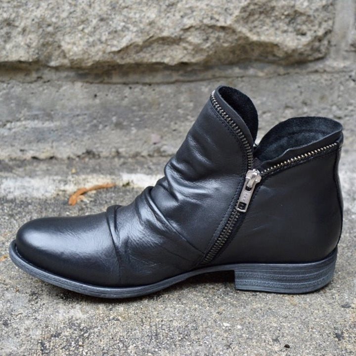 VIANNELE | LEATHER BOOTS WITH ZIP