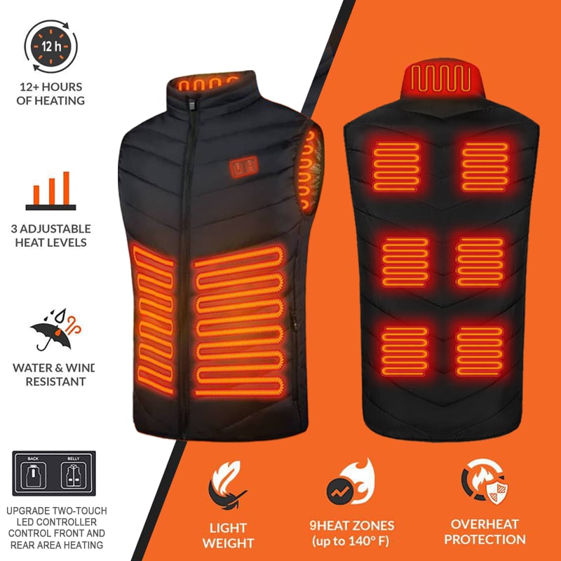 Warmer Pro™ - 2024 Two-Touch 15 Heat Options LED Controller Heated Vest