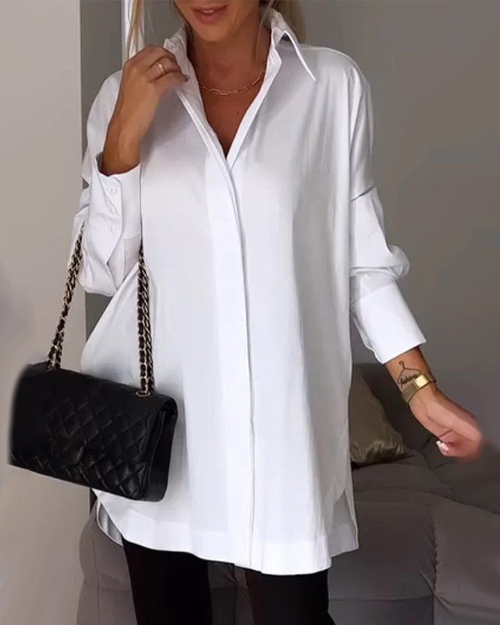 Amelia™ - Elegant long-sleeve lapel top