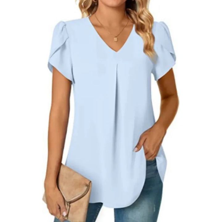 VOGUE™ - V-Neck half long shirt