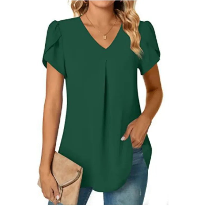 VOGUE™ - V-Neck half long shirt