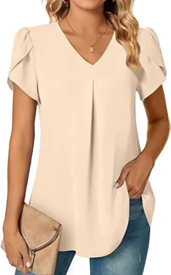 VOGUE™ - V-Neck half long shirt