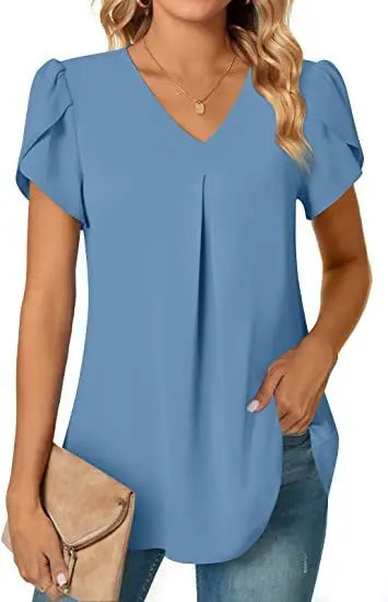 VOGUE™ - V-Neck half long shirt