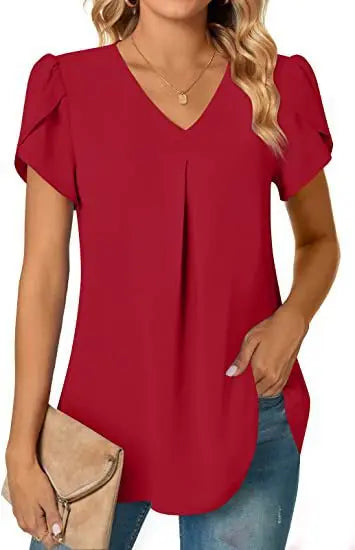 VOGUE™ - V-Neck half long shirt