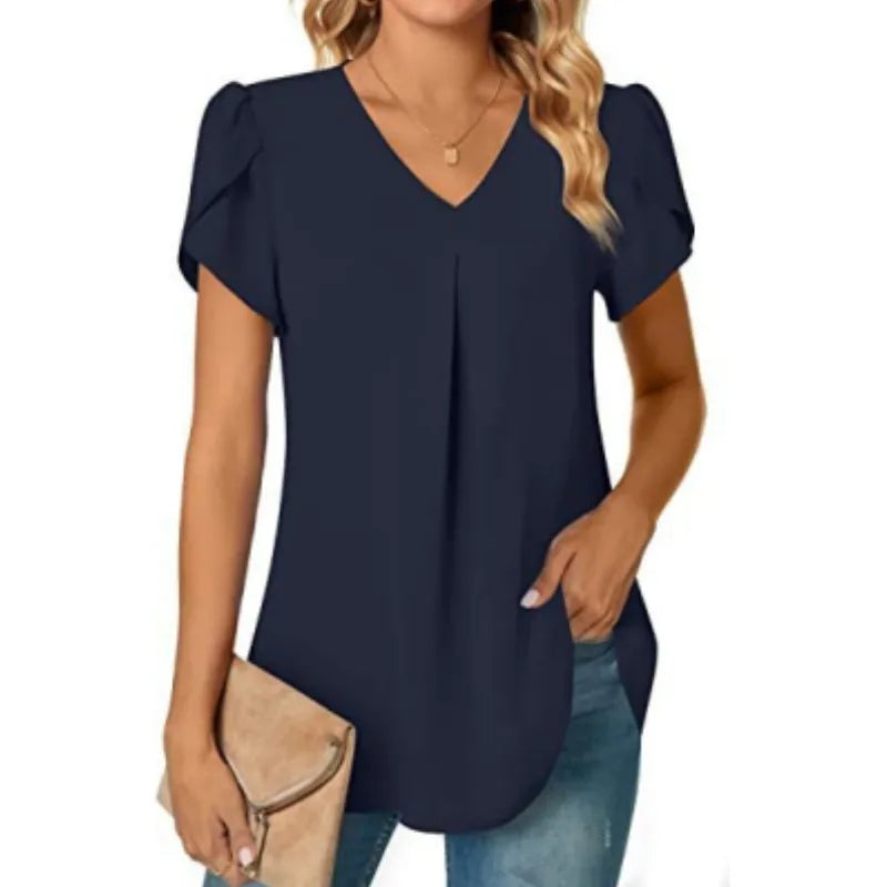 VOGUE™ - V-Neck half long shirt