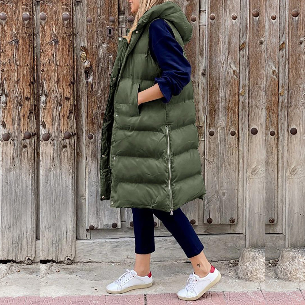 Aspen™ - Sleeveless Cotton Coat with Hood