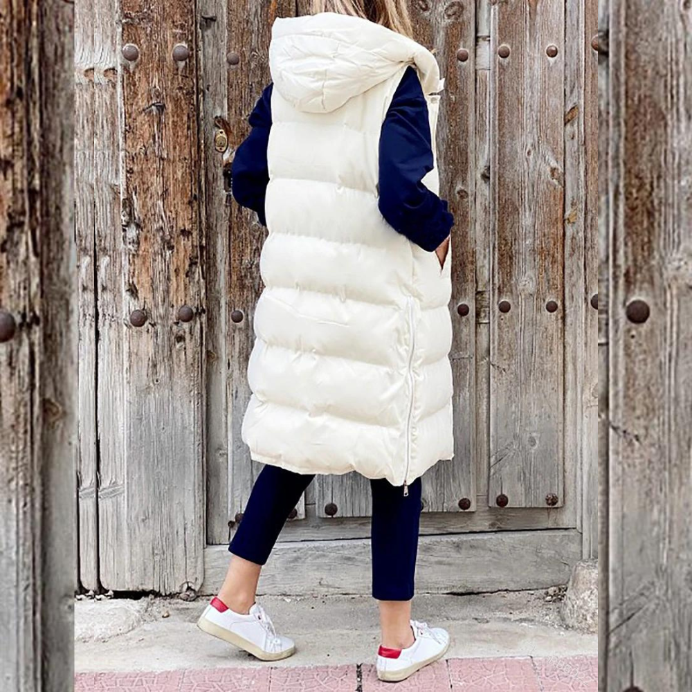 Aspen™ - Sleeveless Cotton Coat with Hood