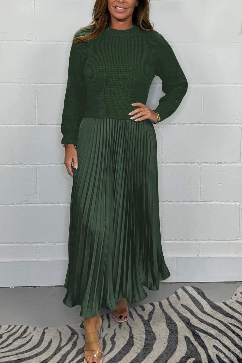 Emilia™ - Long sweater with pleated skirt