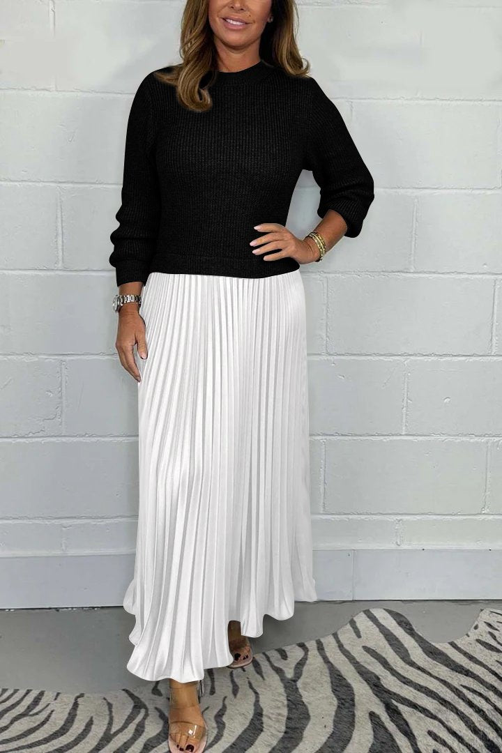 Emilia™ - Long sweater with pleated skirt